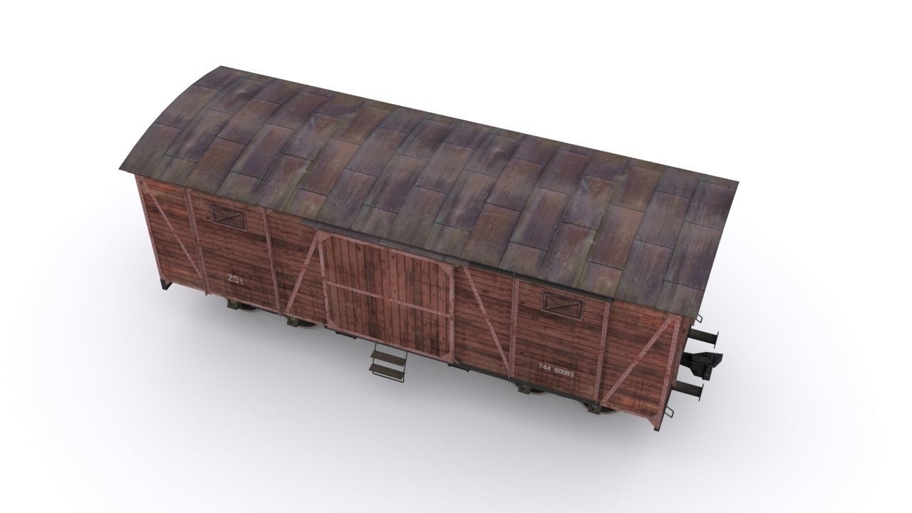 Old Railway carriage Low-poly 3D model_5