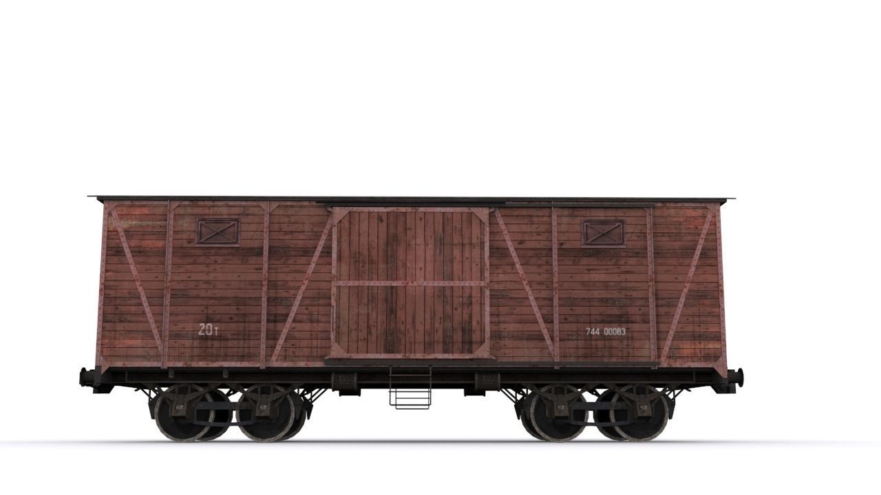 Old Railway carriage Low-poly 3D model_4