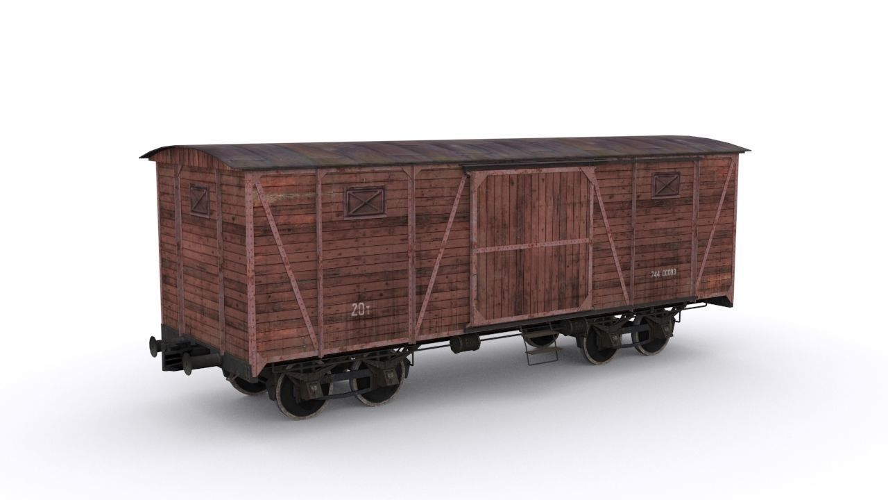 Old Railway carriage Low-poly 3D model_1