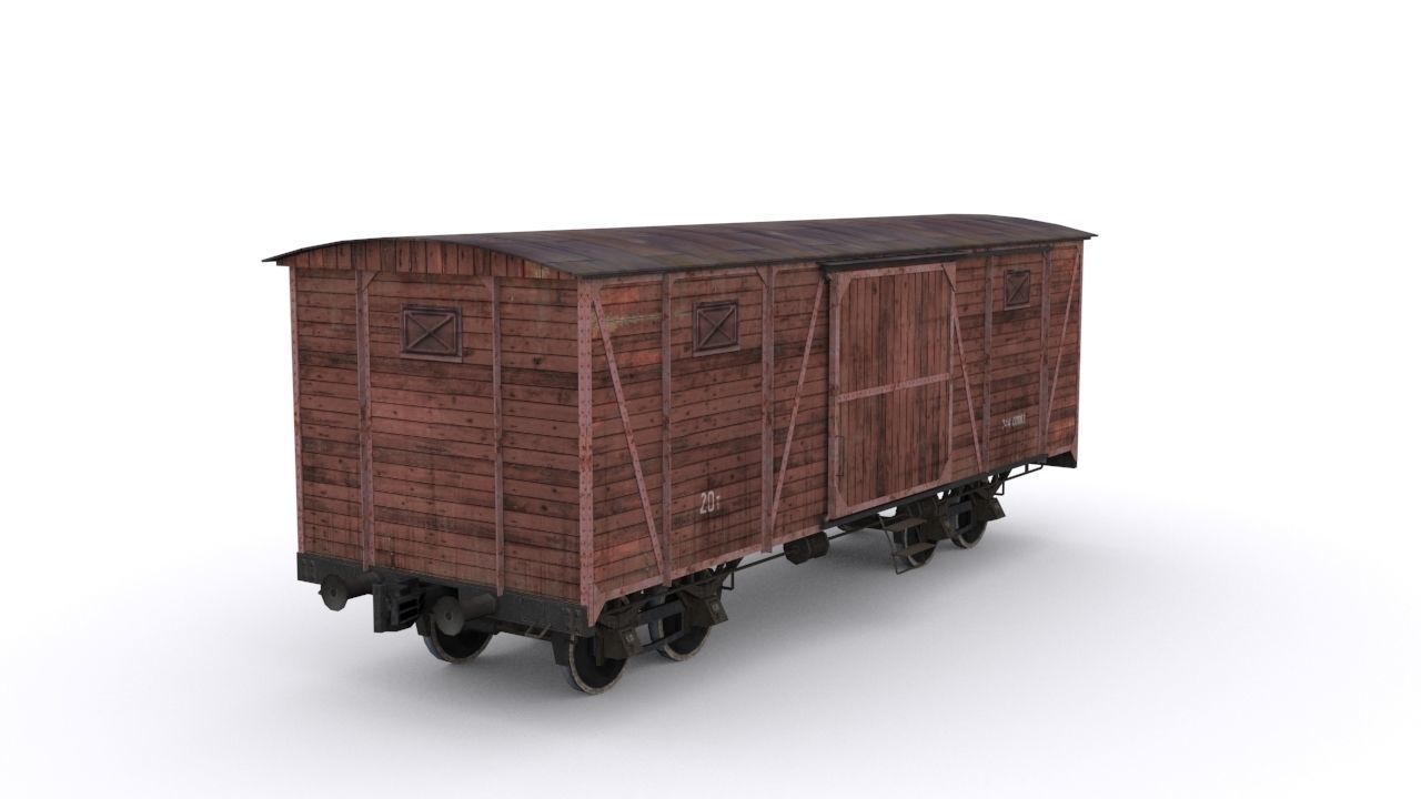 Old Railway carriage Low-poly 3D model_2