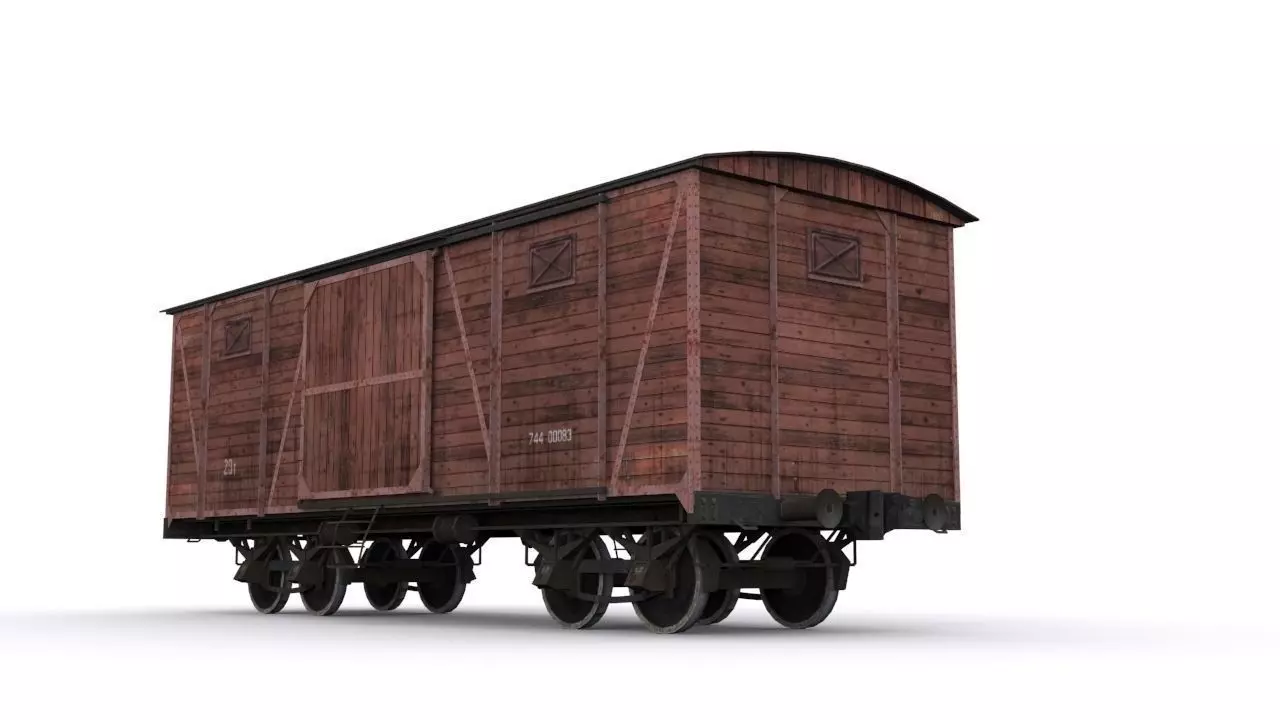 Old Railway carriage Low-poly 3D model_0