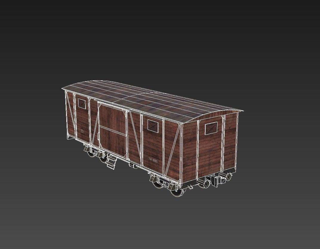 Old Railway carriage Low-poly 3D model_6