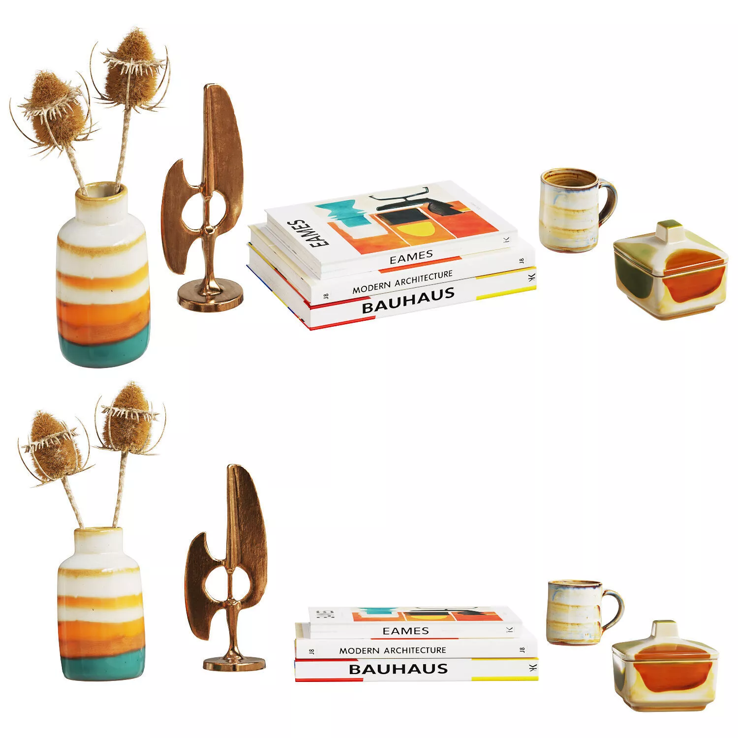 Mid-Century Modern Bauhaus Decor Set 3D model