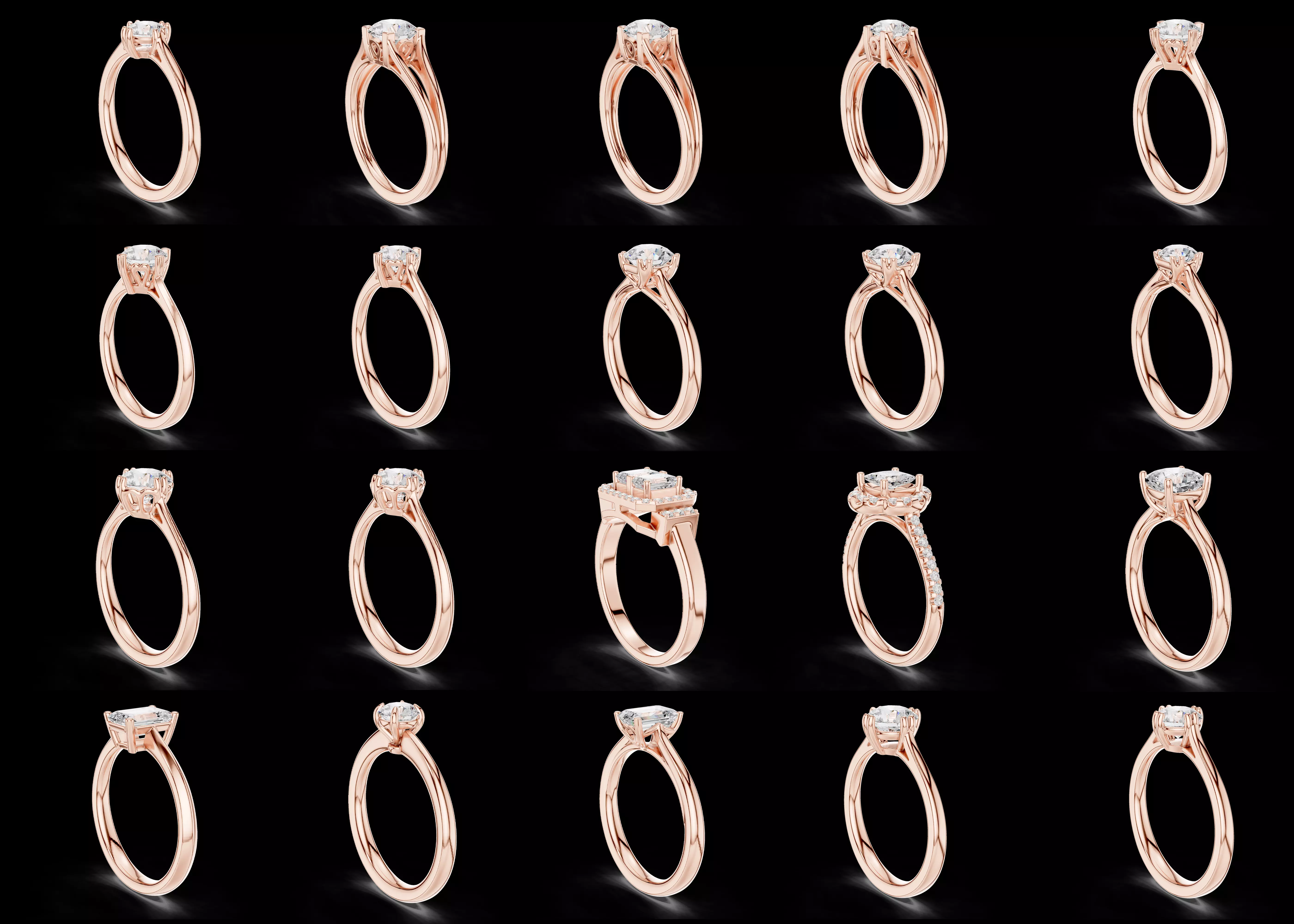 20 Solitaire Engagement Ring STL 3DM Jewelry CAD Bundle 3D print model