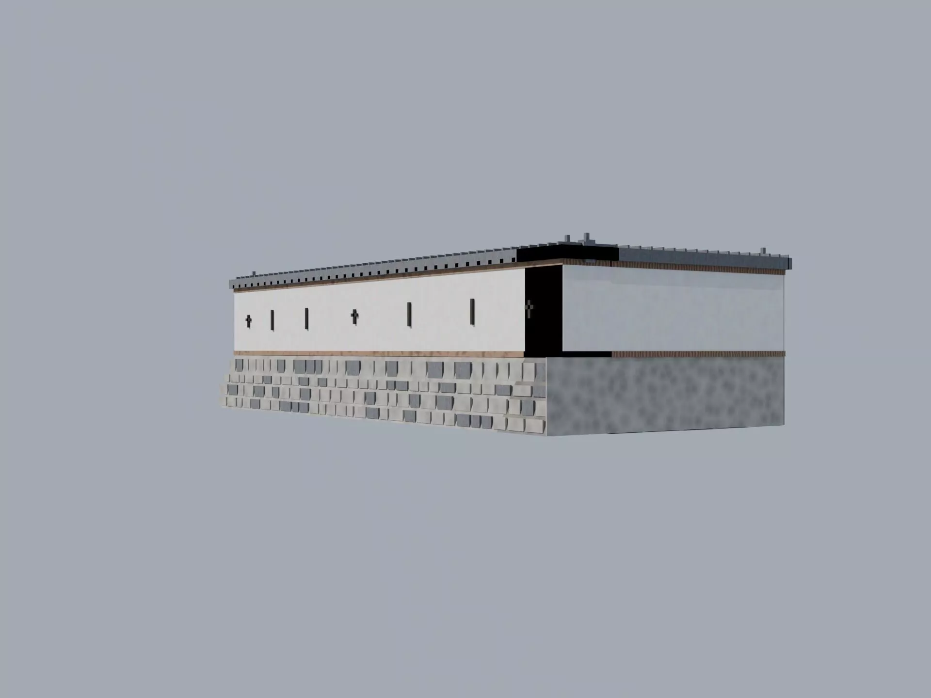 Japanese Castle Stone Wall Ishigaki with Plaster Wall Low Poly Low-poly 3D model