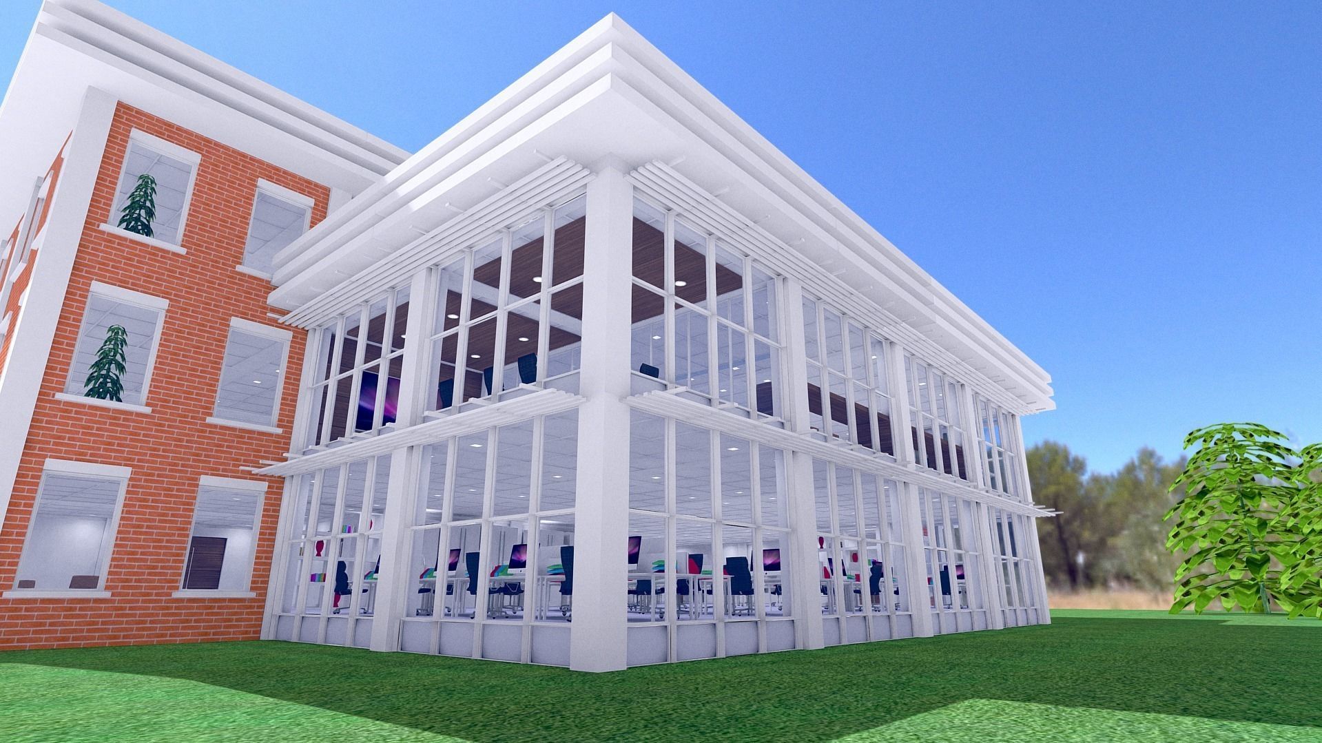 Curtain Wall SHC Quick Office LM Low-poly 3D model_2