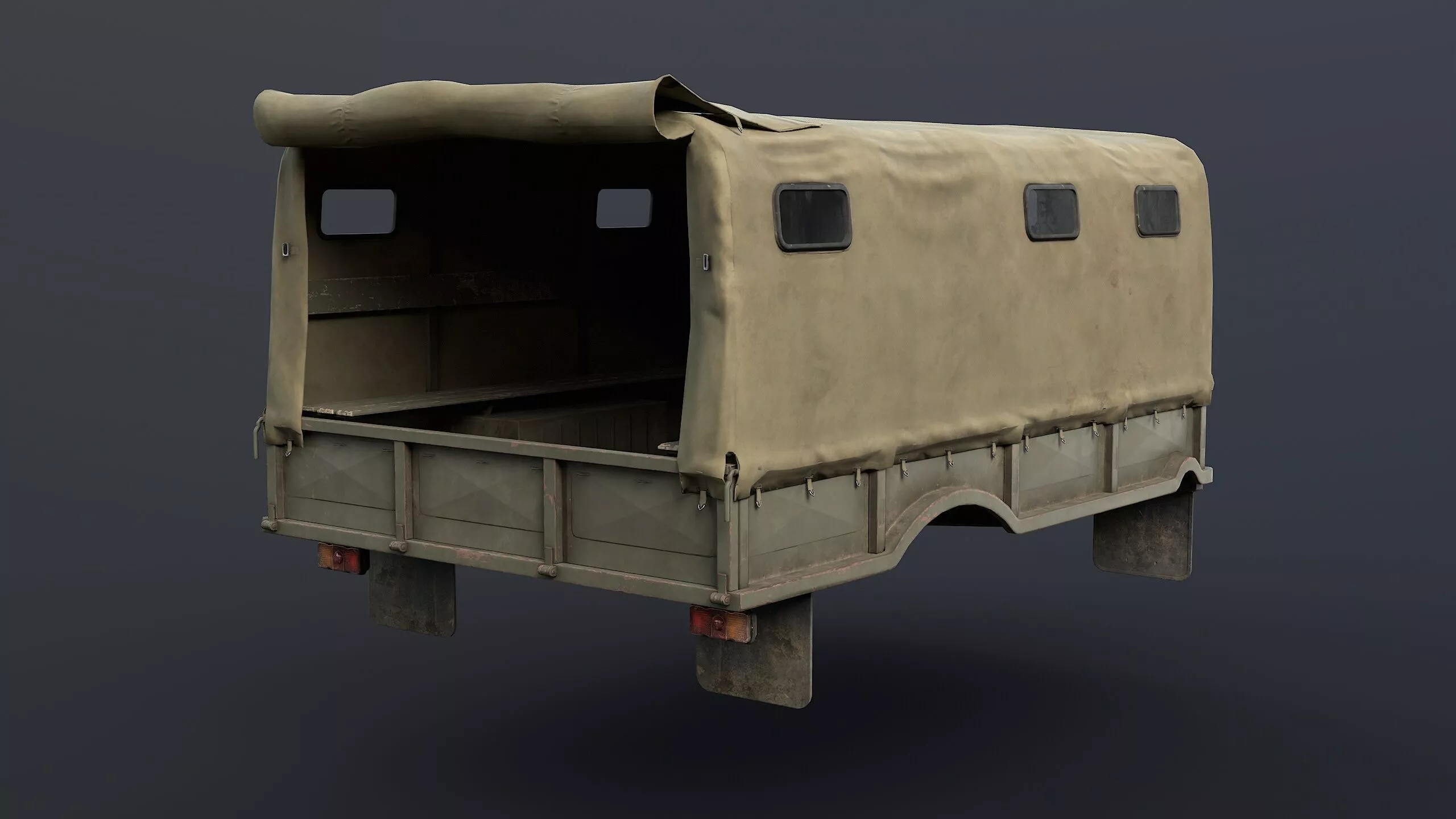 GAZ-66 Military Cargo Bed Game Ready Low-poly 3D model