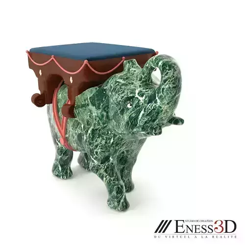 Elephant Stool Malachite mahogany gold