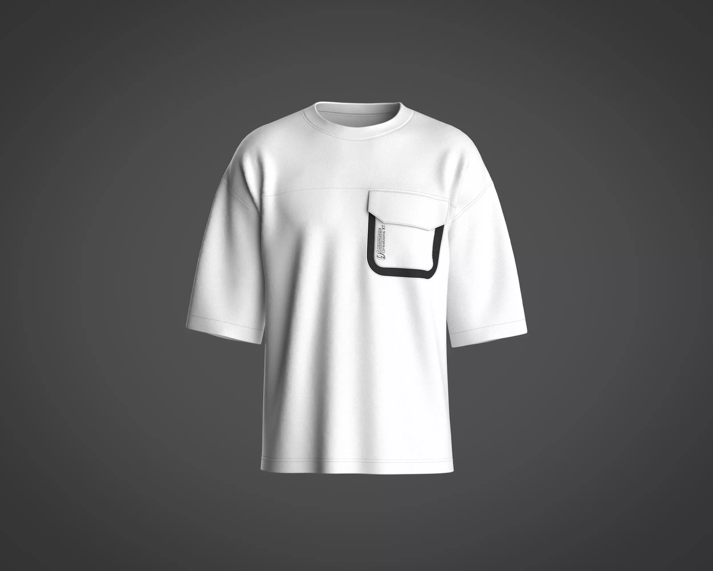 Mens basic tee with flap pocket and graphic 3D model