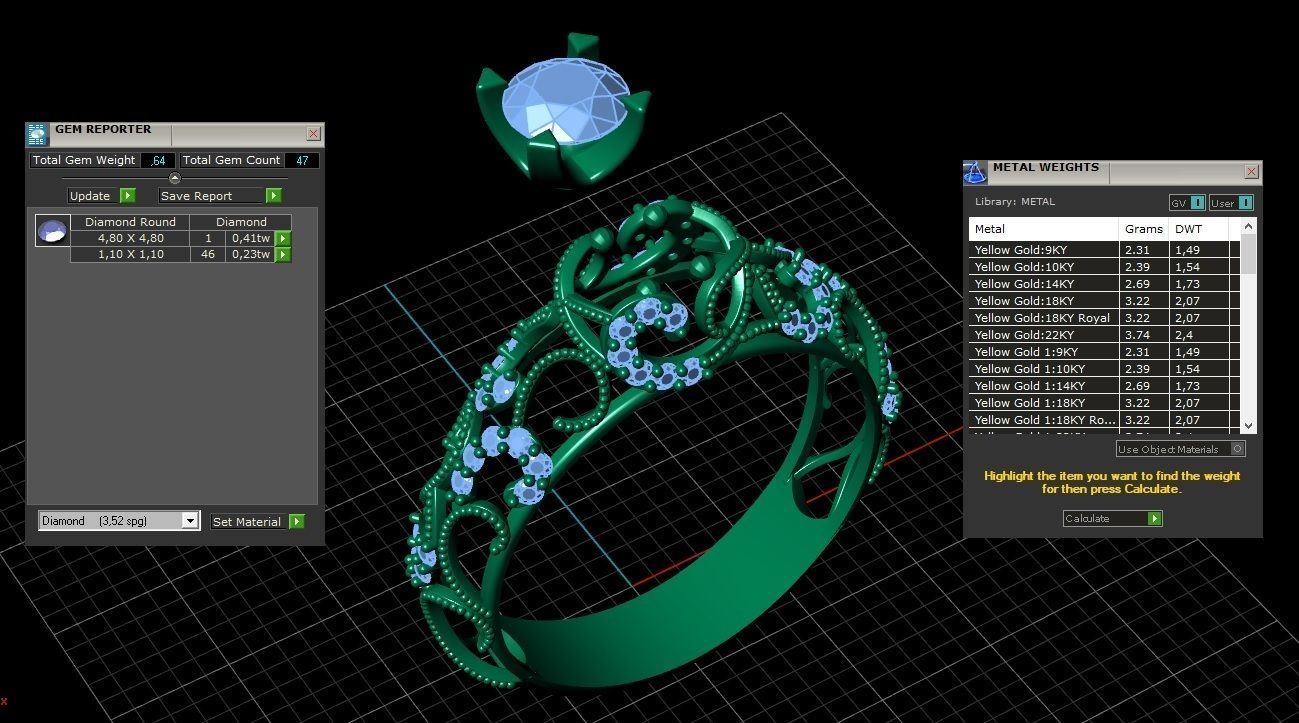 Engagement One Stone Diamond Solitaire Gold Ring 3D print model_19