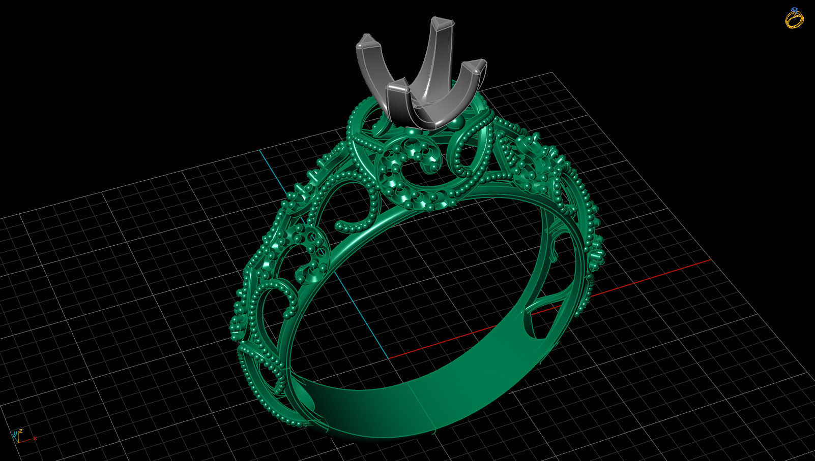 Engagement One Stone Diamond Solitaire Gold Ring 3D print model_17