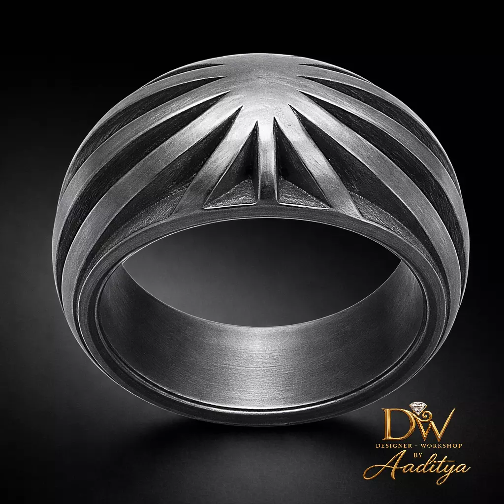 Gents Sunray Signet Ring 3D print model