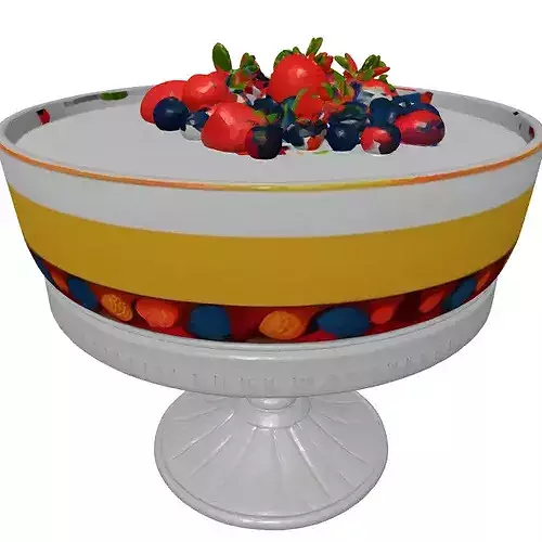 Realistic Berry Trifle Dessert 3D 3D model 3