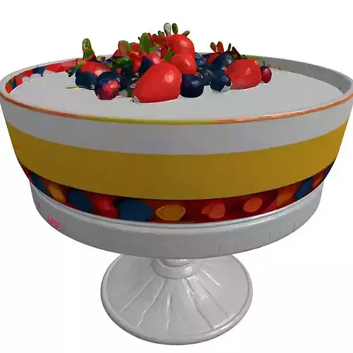 Realistic Berry Trifle Dessert 3D 3D model 4