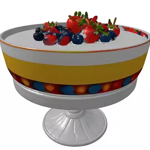 Realistic Berry Trifle Dessert 3D 3D model 6
