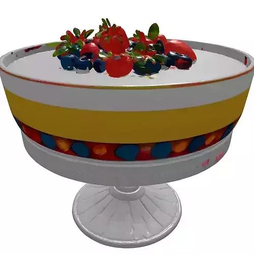 Realistic Berry Trifle Dessert 3D 3D model 7