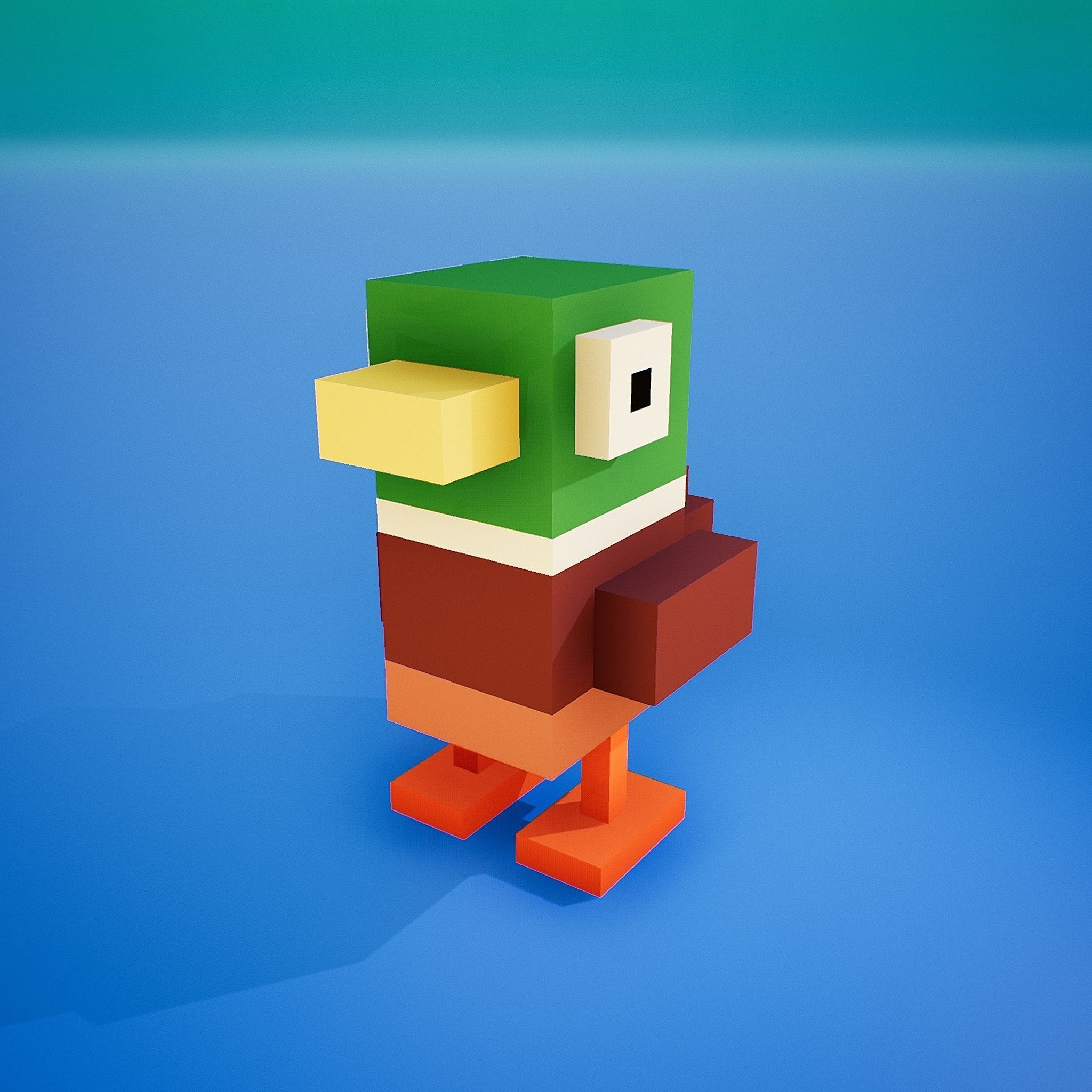 Voxel Characters - Mallard Low-poly 3D model