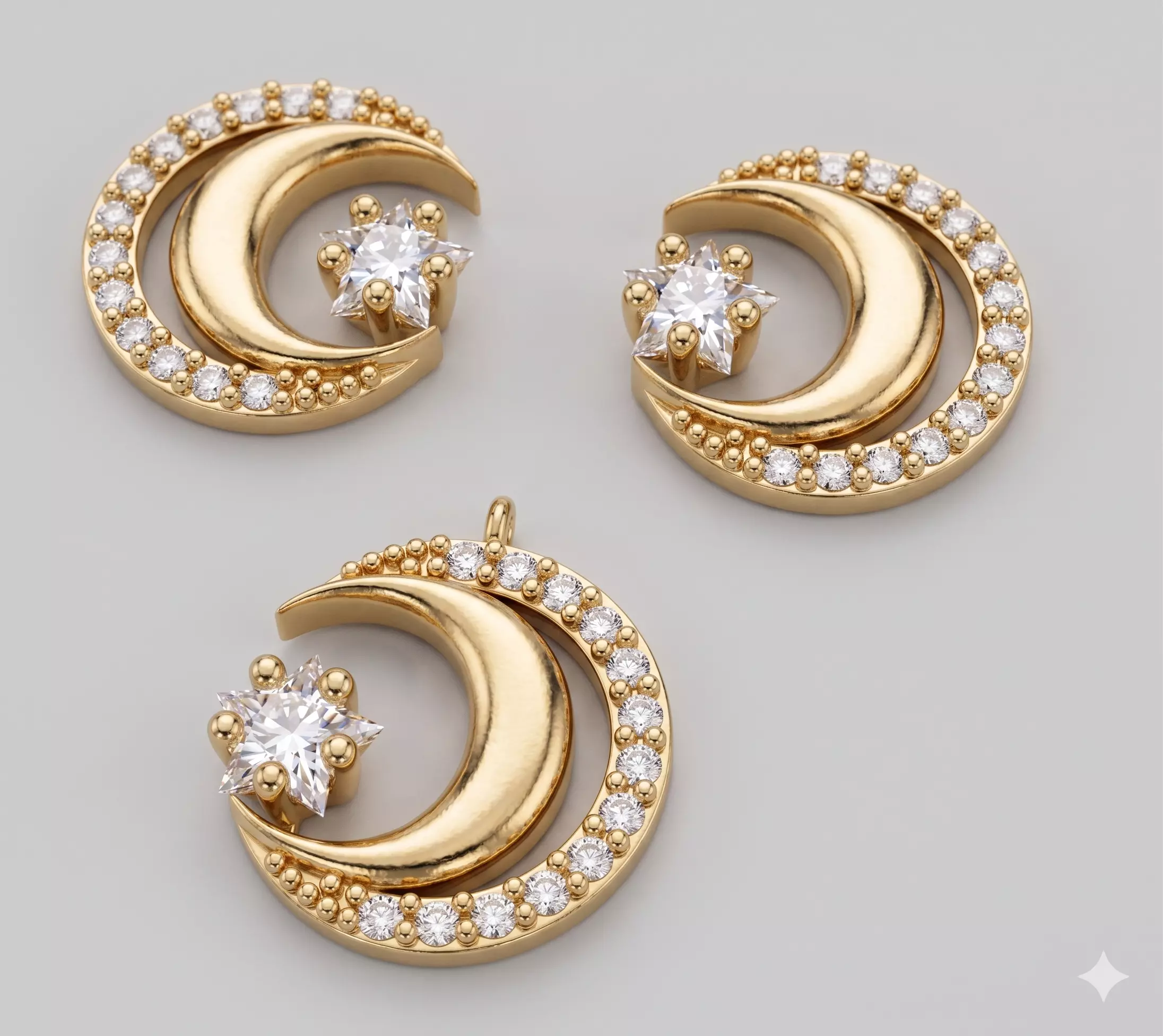 FREE shop moon motive star stone half SET P E Free 3D print model