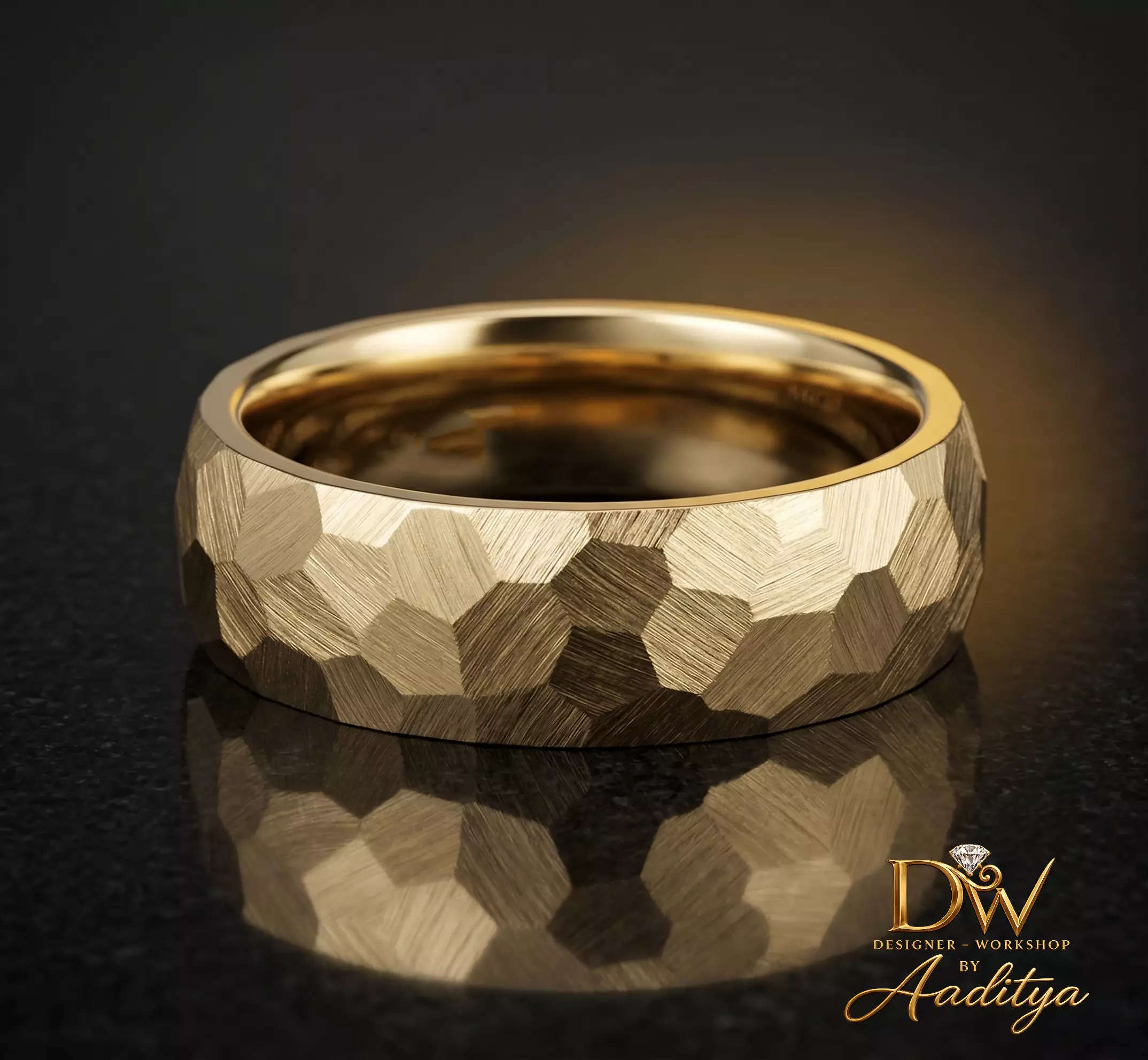 Hammered Nugget Band Ring 3D print model