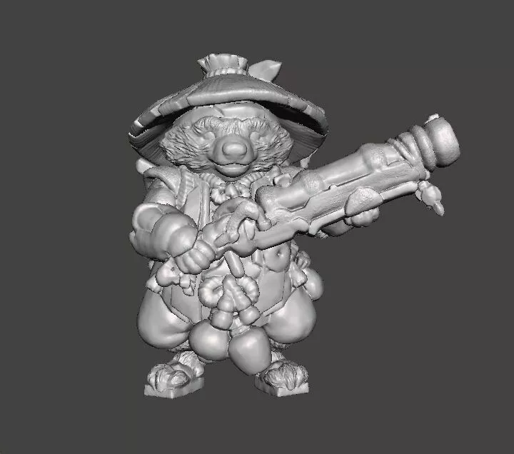 RACCOON GUNNER HERO TANUKI MINIATURE MODEL FIGURE FANTASY RPG WH 3D print model