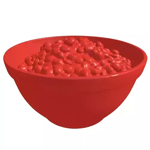 Red Bowl Sweet Confectionery Chips 3D model 4