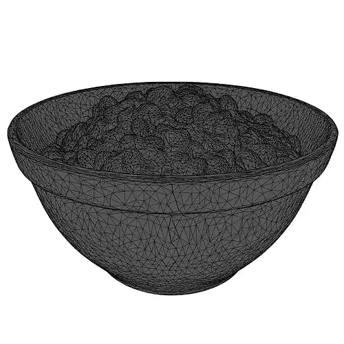 Red Bowl Sweet Confectionery Chips 3D model 2