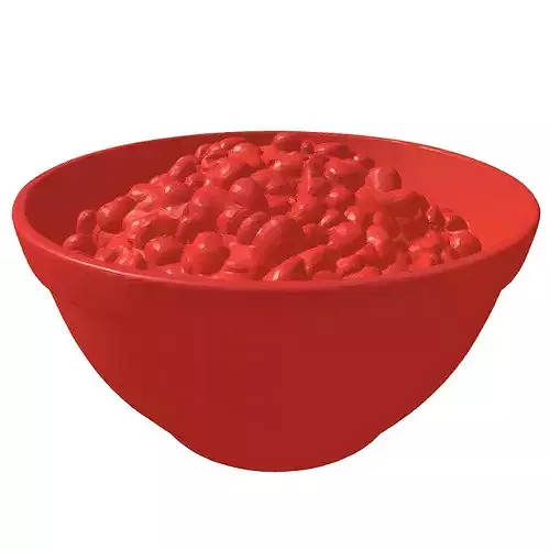 Red Bowl Sweet Confectionery Chips 3D model 6