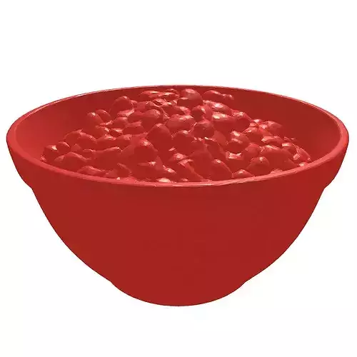 Red Bowl Sweet Confectionery Chips 3D model 7