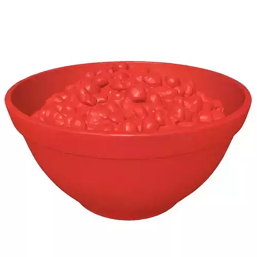 Red Bowl Sweet Confectionery Chips 3D model 3