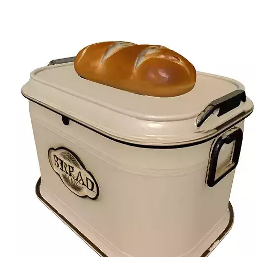 Vintage Bread Bin Loaf Set 3D model 3