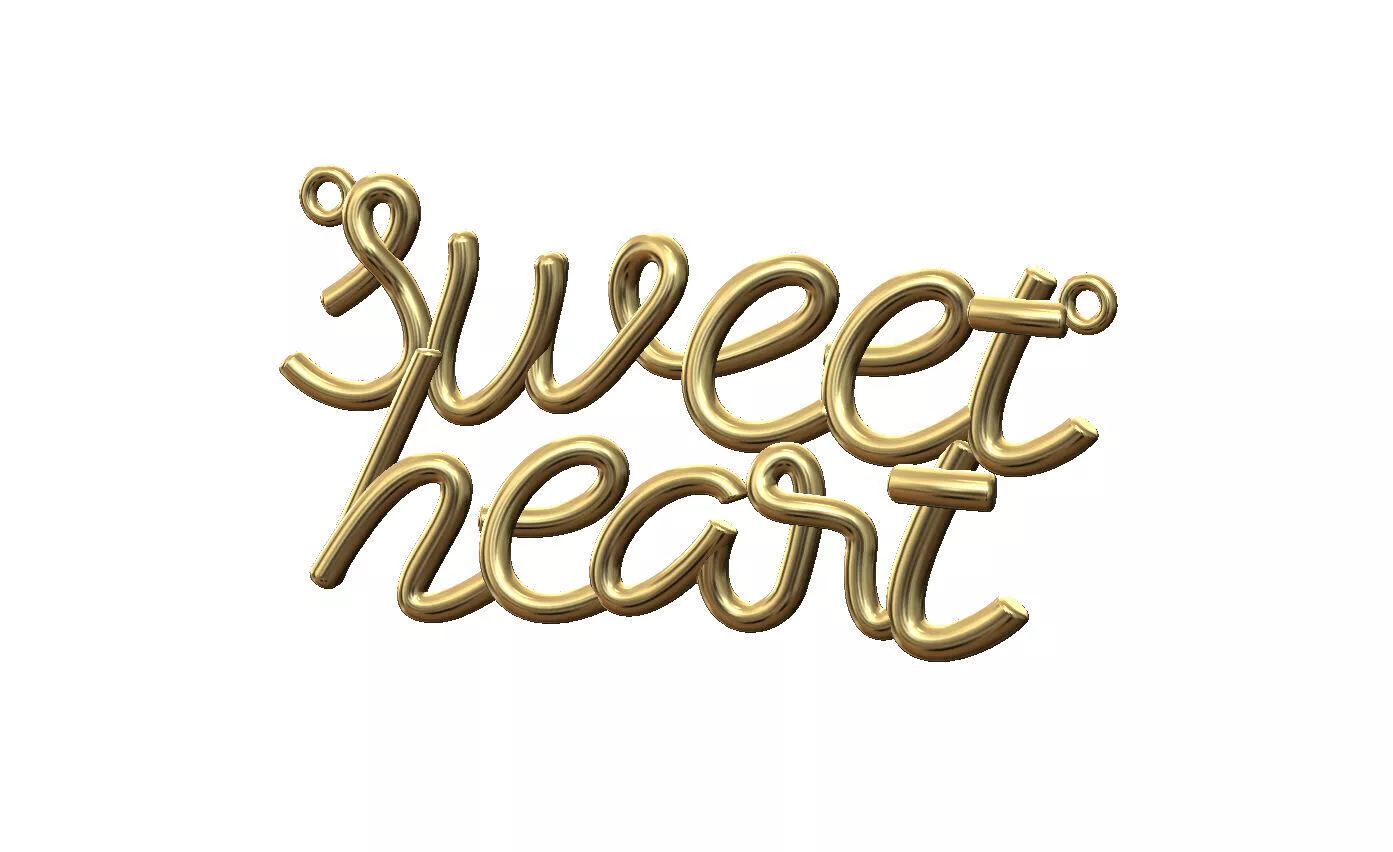 Sweet heart name 3d letters wire pendant and charm 3D print model