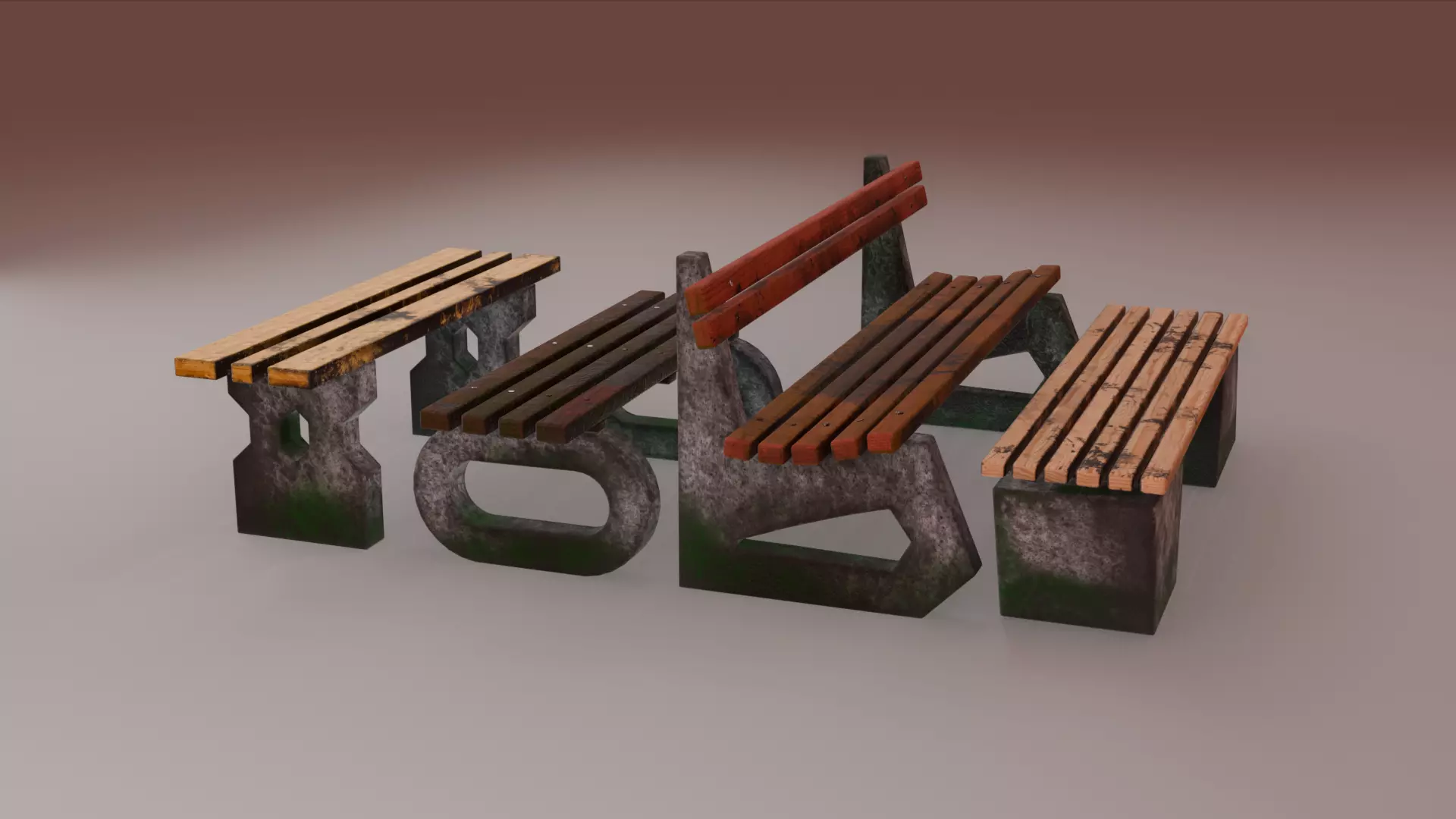 Post-Soviet Park Bench Pack - 32 Variations 3D model