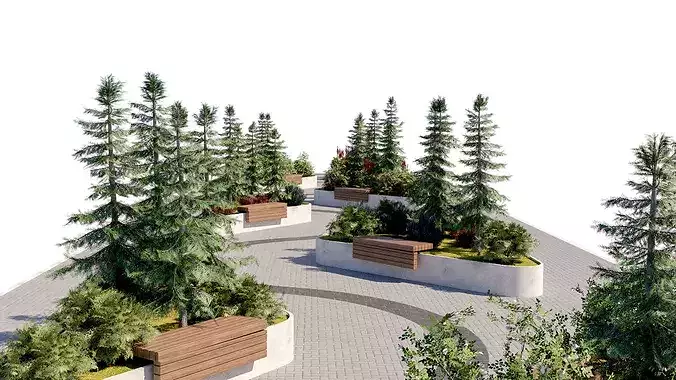 Modular Triangular Garden with Integrated Seating