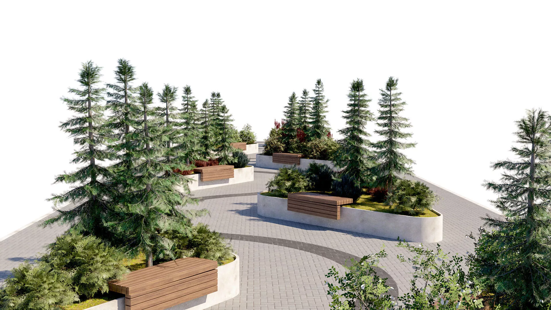 Modular Triangular Garden with Integrated Seating Low-poly 3D model