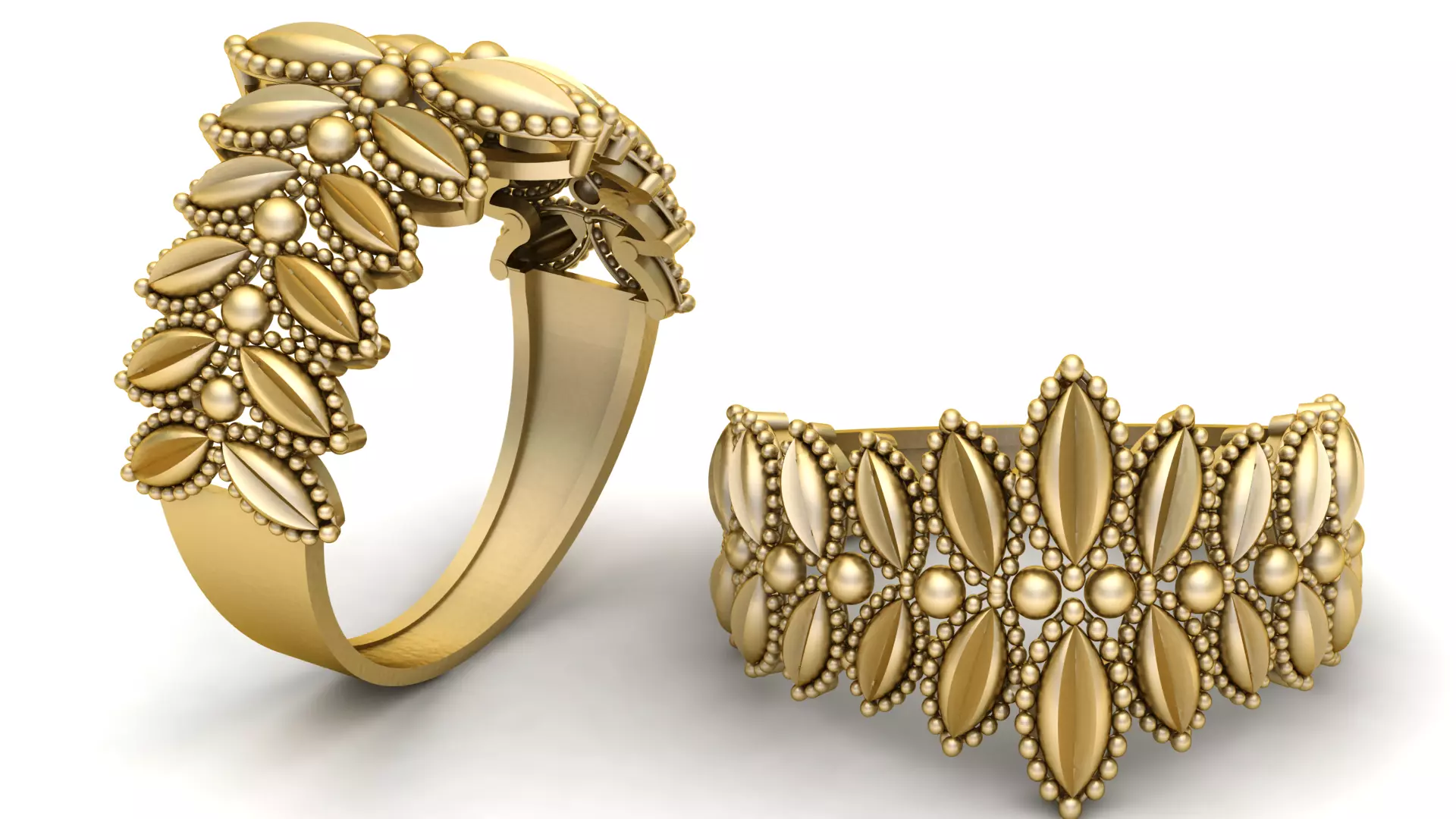 Luxury Floral Pattern Ring 3D Jewelry Model 3D print model