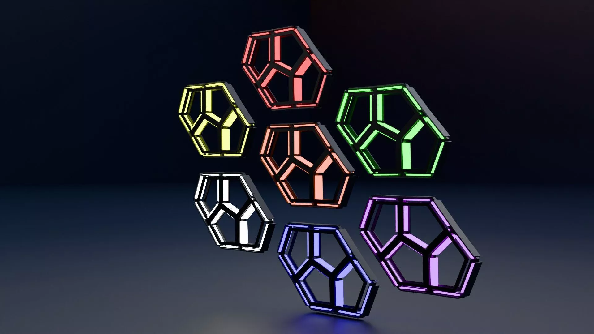 5x5 RGB Neon Frame Pack Futuristic Glowing Borders Game Asset Low-poly 3D model