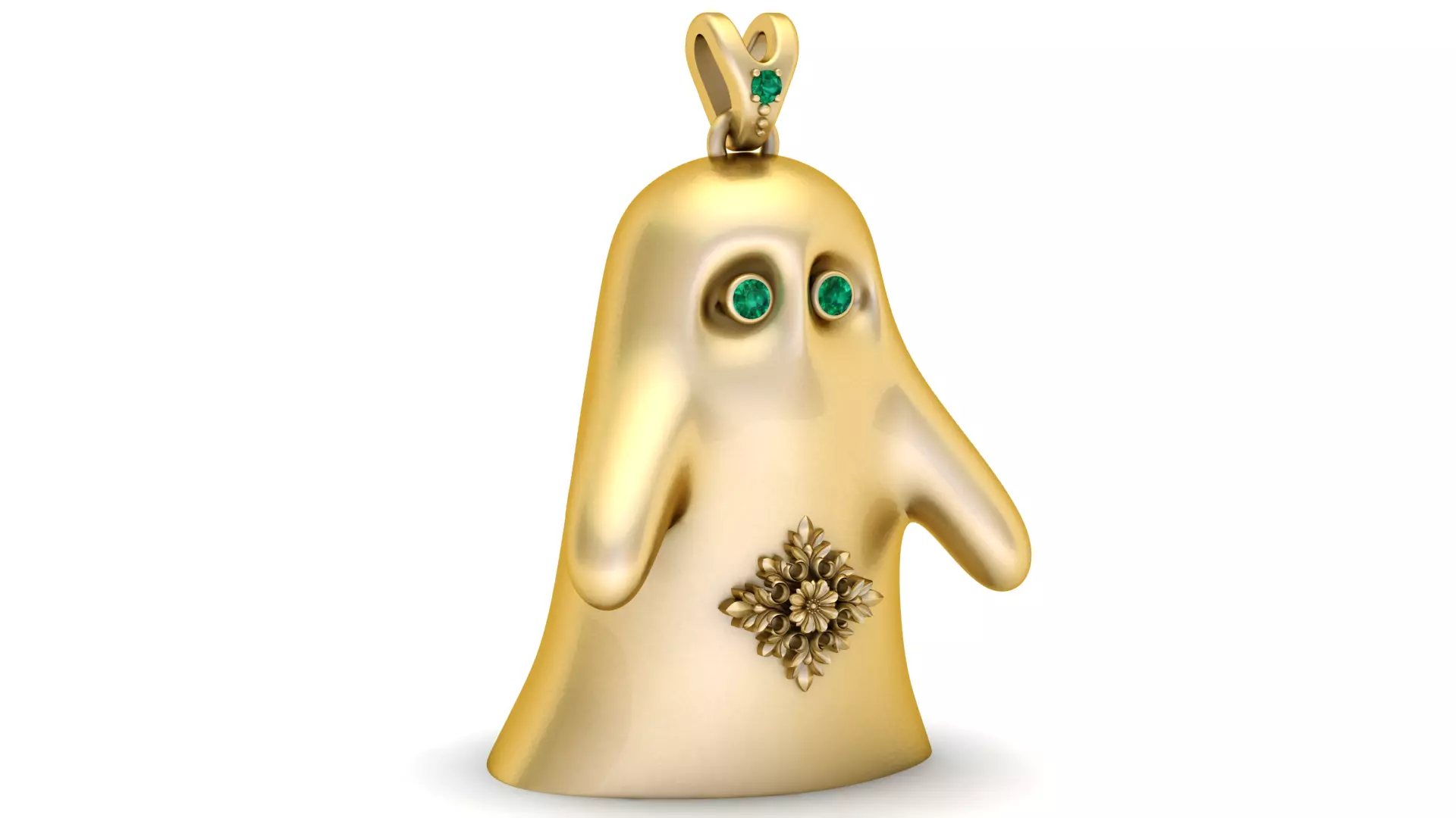 Cute Ghost Pendant with Emerald Eyes 3D print model