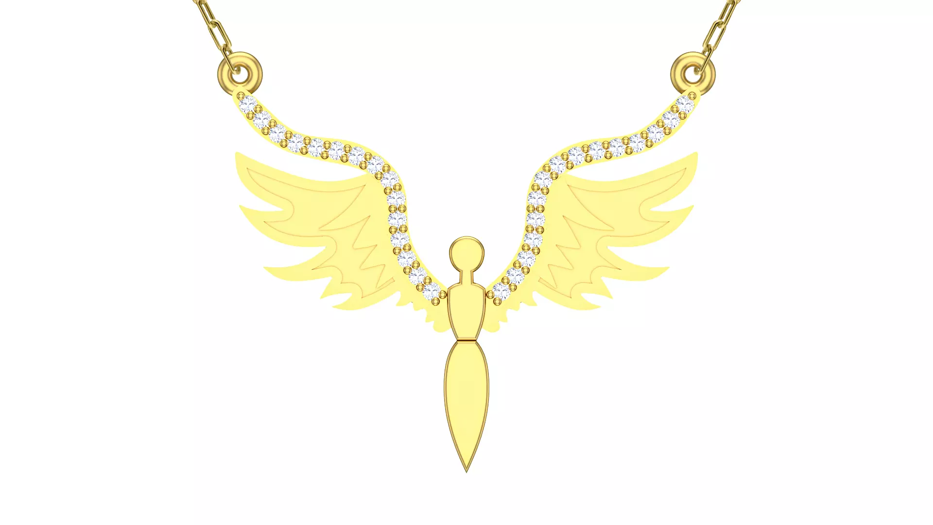 Winged Angel Gold Pendant Ready for Production CAD JPCO-120 3D print model