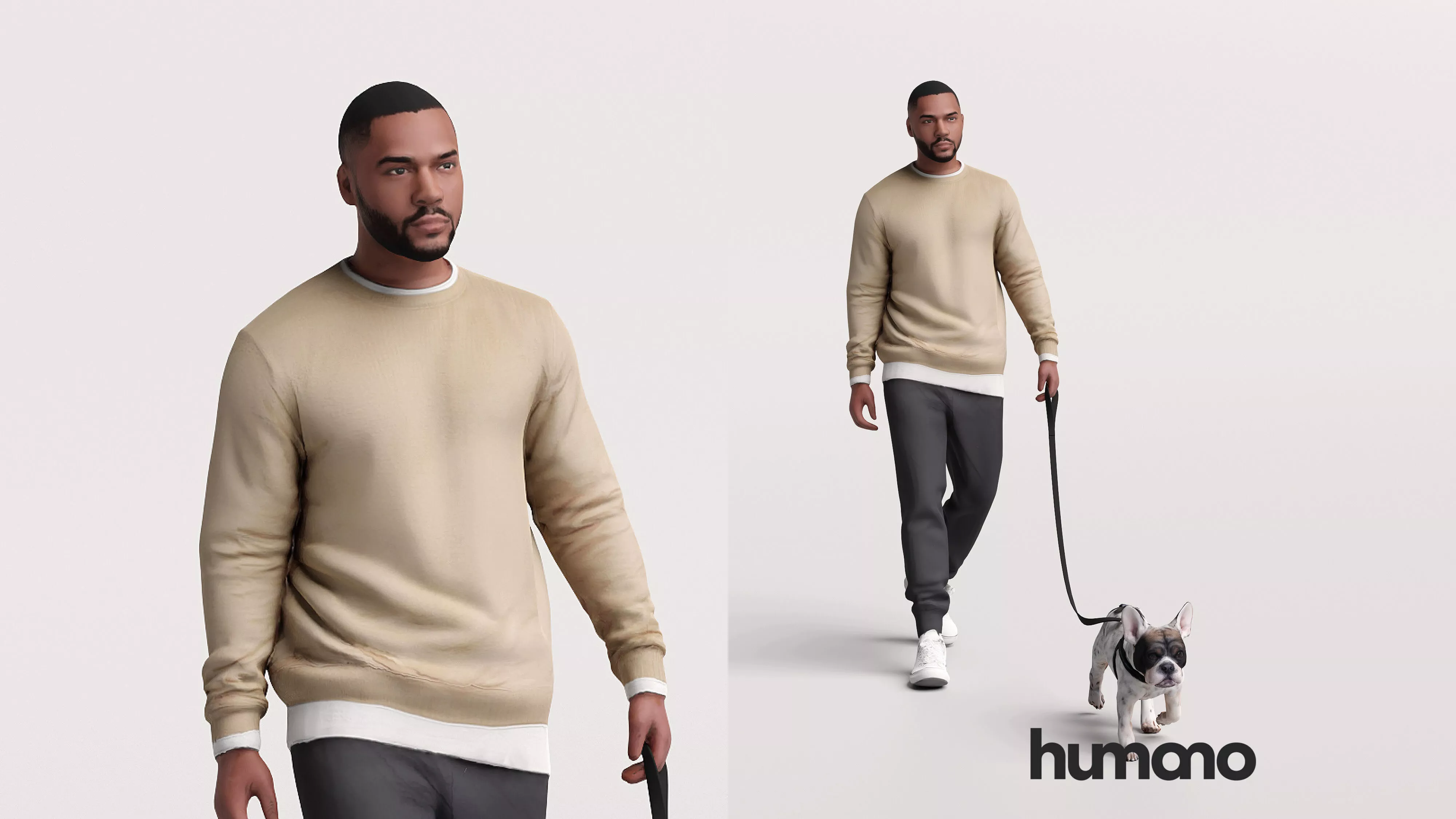 Humano Man walking with dog - 2605-005 3D model