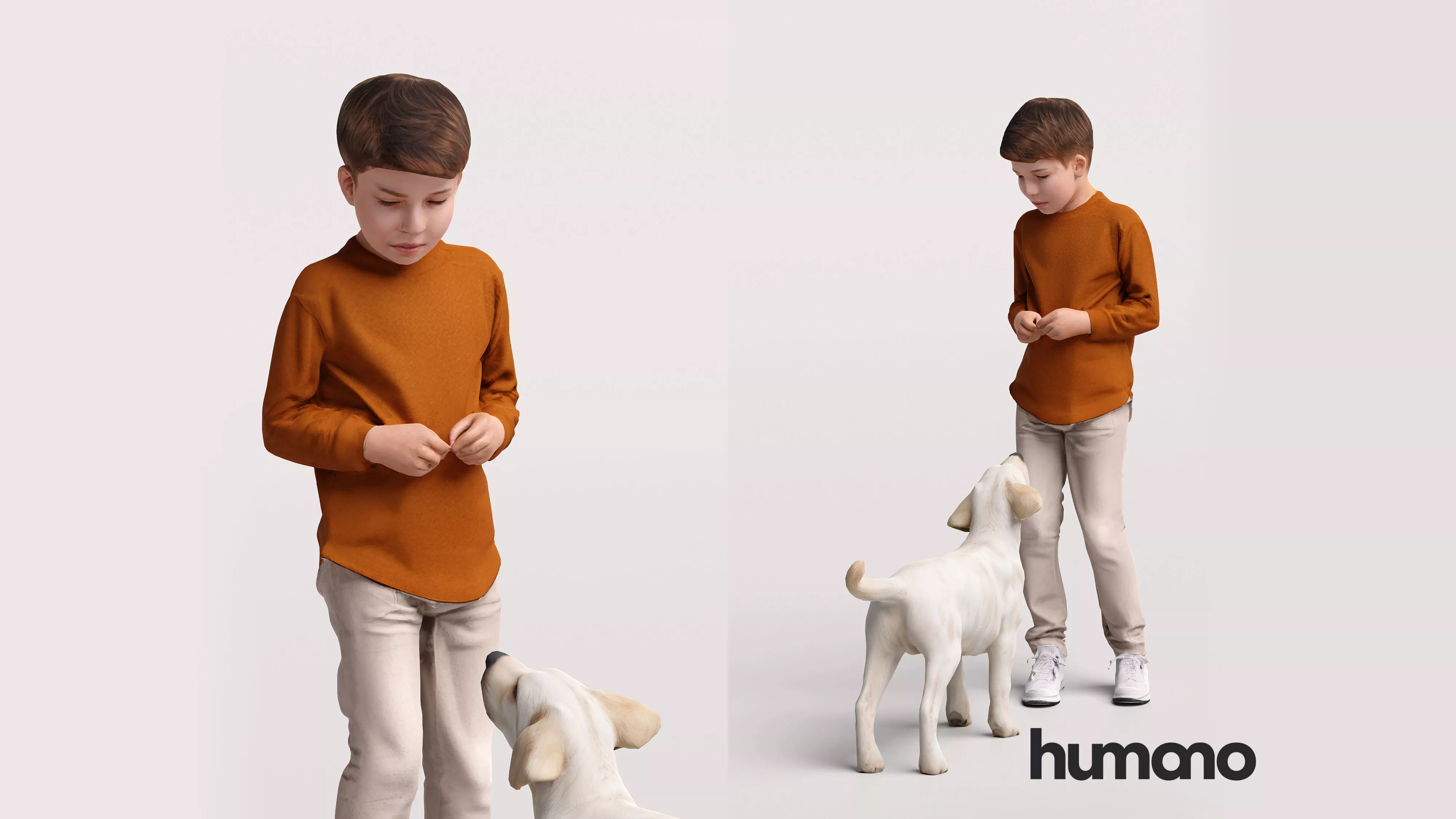Humano Boy standing with dog - 2605-004 3D model