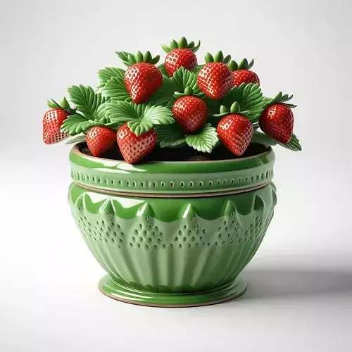 Realistic Potted Strawberry Plant 3D model