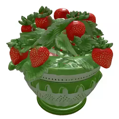 Realistic Potted Strawberry Plant 3D model 7