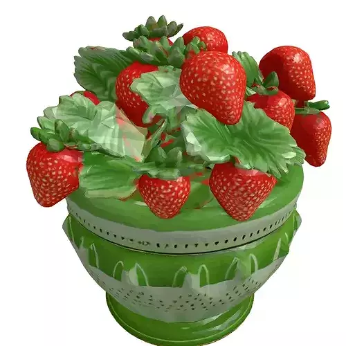 Realistic Potted Strawberry Plant 3D model 4