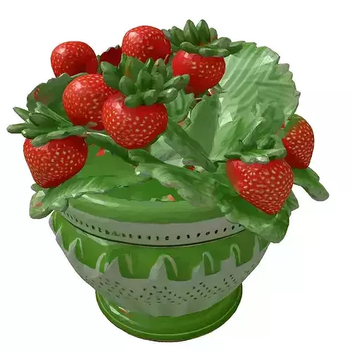Realistic Potted Strawberry Plant 3D model 6