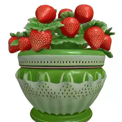 Realistic Potted Strawberry Plant 3D model 5