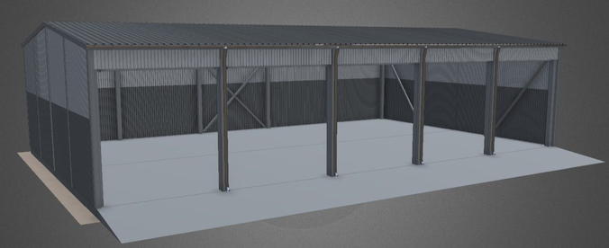 3D Industrial Hangar shed
