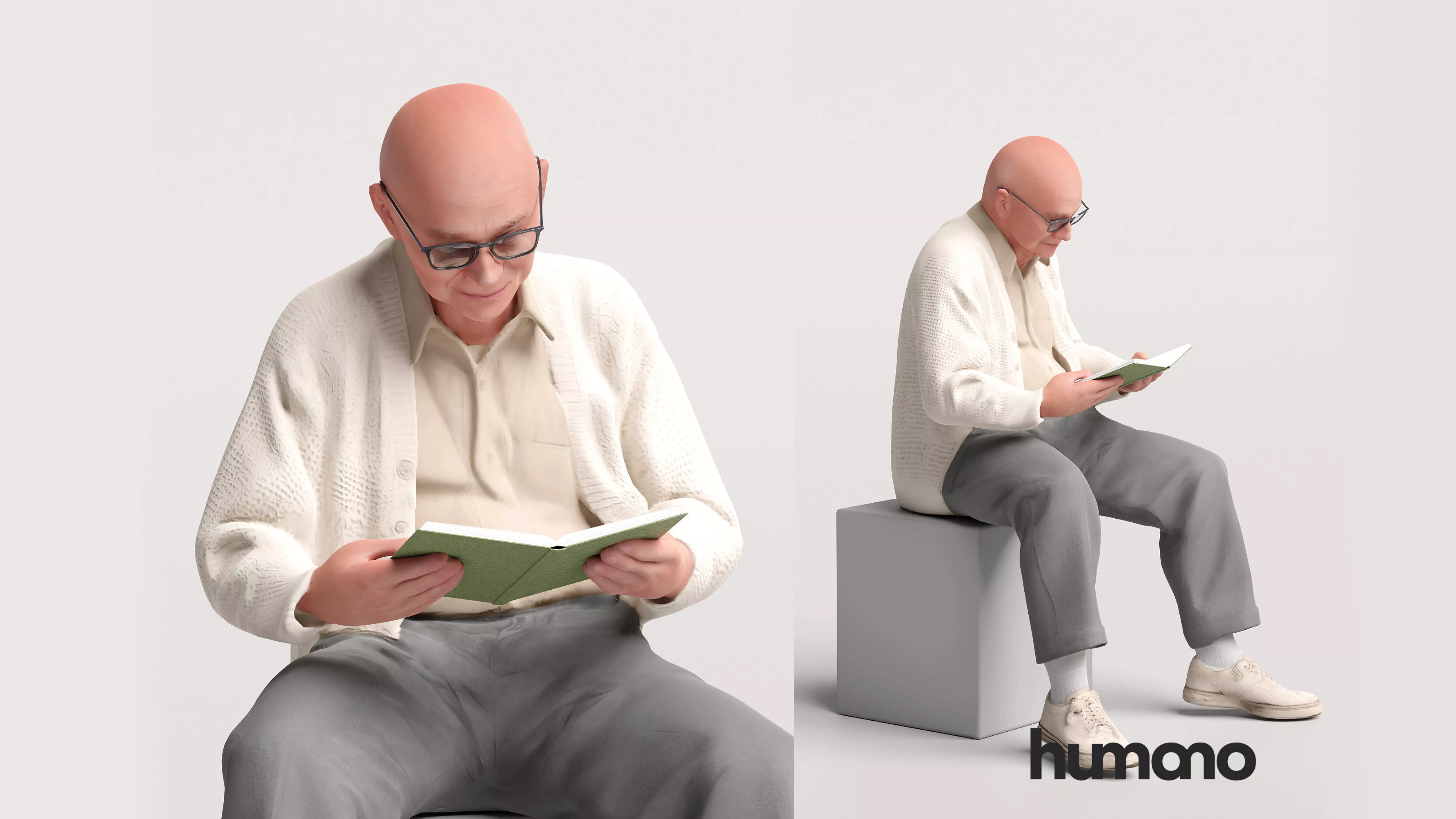Humano Sitting Elderly Man - 2606-008 3D model