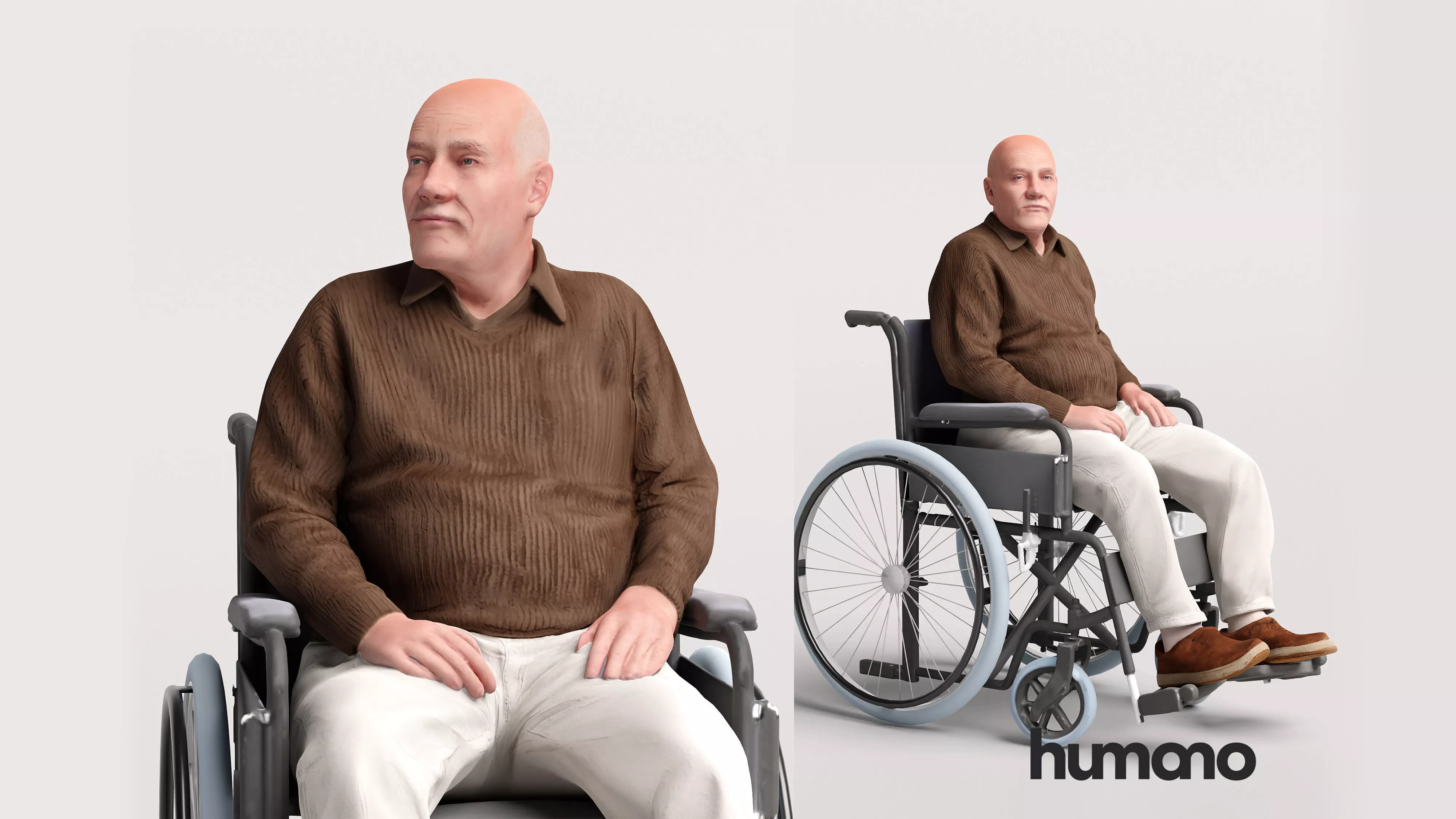 Humano Elderly Man in a wheelchair - 2606-007 3D model