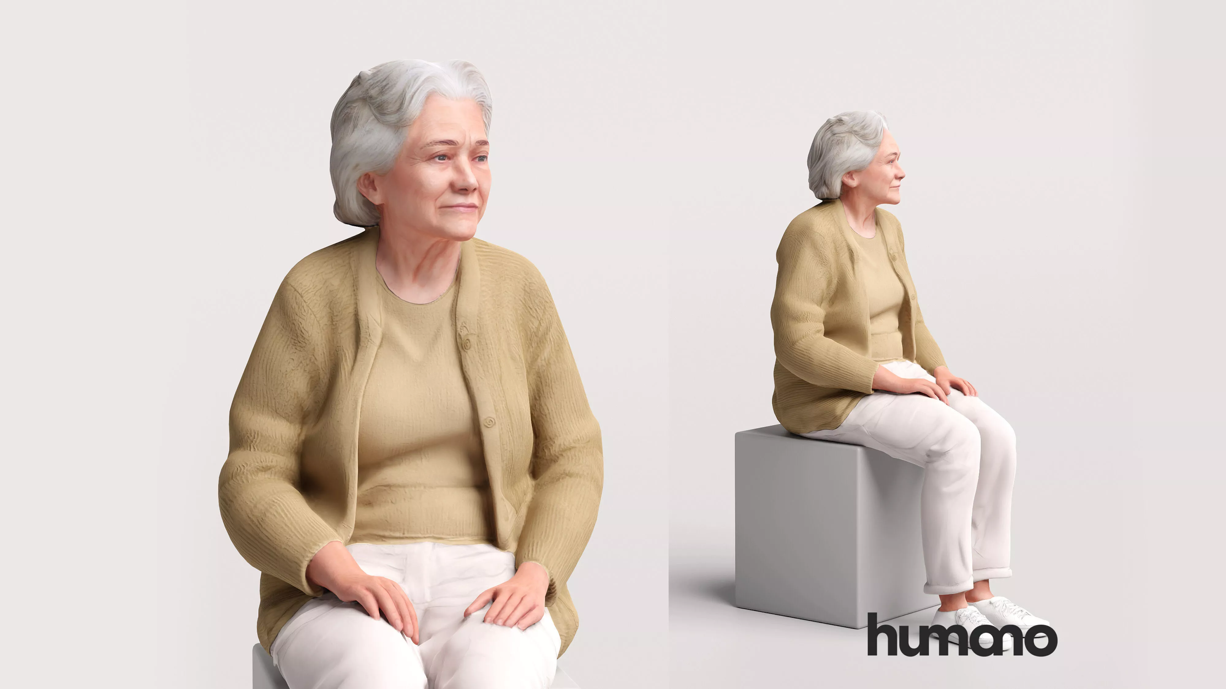 Humano Sitting Elderly Woman - 2606-006 3D model