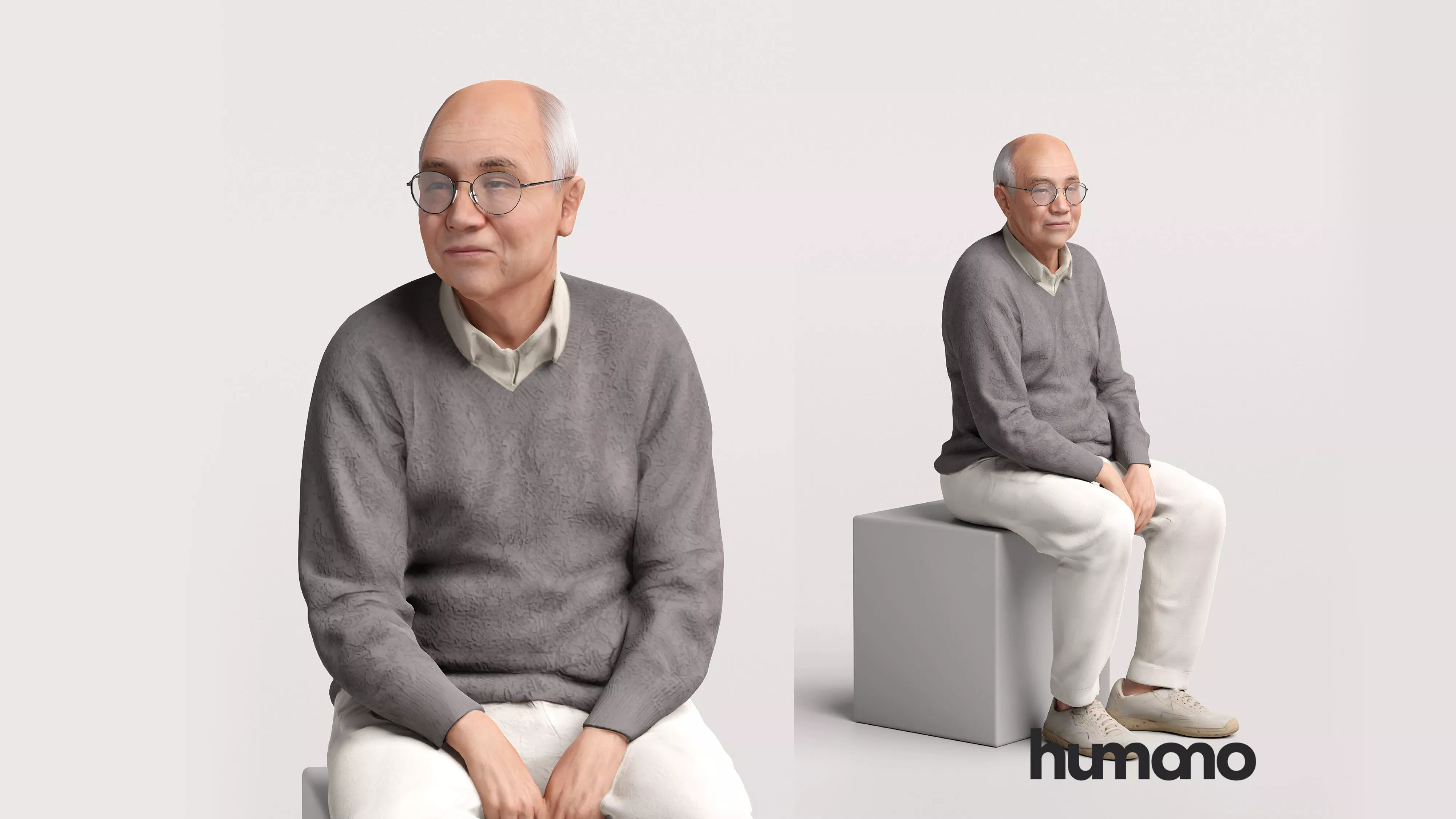Humano Sitting Elderly Man - 2606-005 3D model